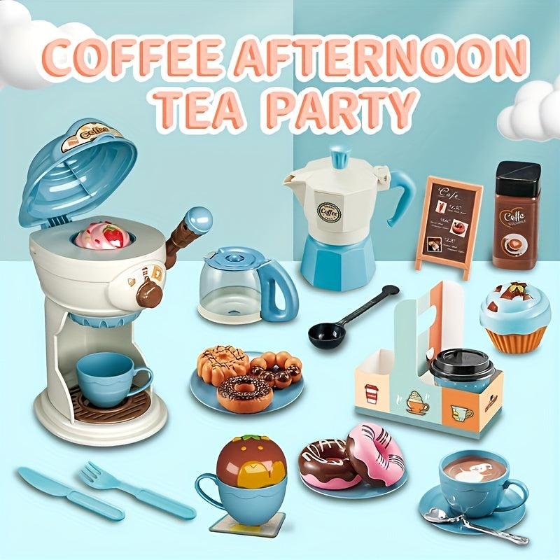 Pretend Play House Afternoon Tea Set Toy Kids Coffee Maker Toy Kitchen Game