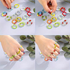 Flower Shape Rice Bead Ring Elastic Band Women