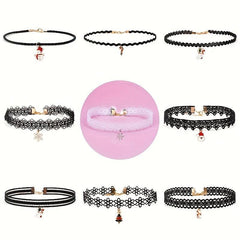 9pcs Christmas Choker Necklace Set Santa Claus Nine piece