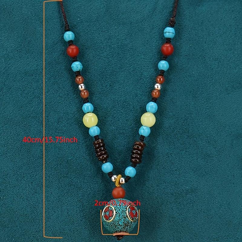 Nepal Bead Pendant Necklace Round Beads Sweater Chain Female Neck Chain