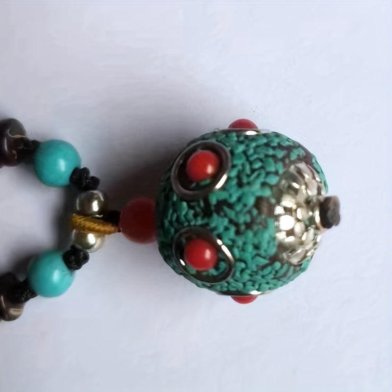 Nepal Bead Pendant Necklace Round Beads Sweater Chain Female Neck Chain