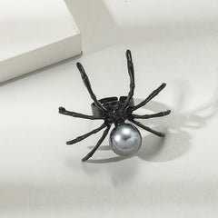 Women Halloween Ring Punk Hip Hop Dark Ring Spider Stud Earrings