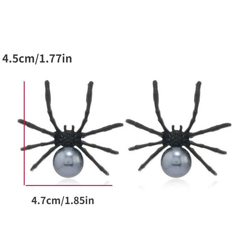 Women Halloween Ring Punk Hip Hop Dark Ring Spider Stud Earrings