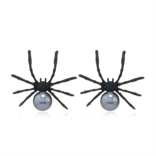 Women Halloween Ring Punk Hip Hop Dark Ring Spider Stud Earrings