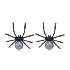 Women Halloween Ring Punk Hip Hop Dark Ring Spider Stud Earrings