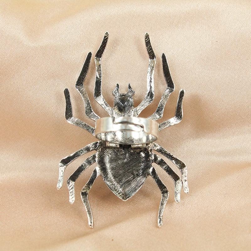 Retro Punk Hip hop Dark Wind Alloy Spider Ring Halloween Party