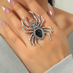 Retro Punk Hip hop Dark Wind Alloy Spider Ring Halloween Party