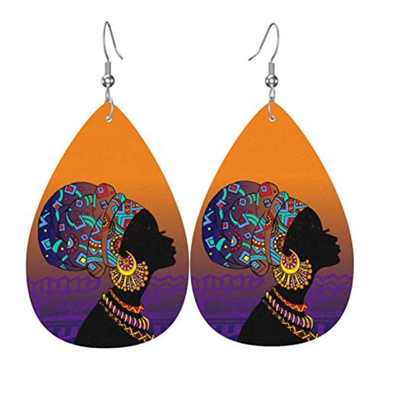 African Girl Teardrop Dangle Earrings Ethnic Style Women Gift
