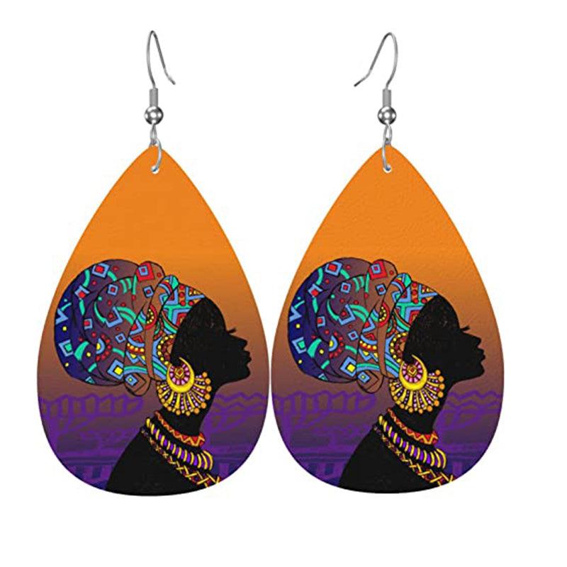 African Girl Teardrop Dangle Earrings Ethnic Style Women Gift