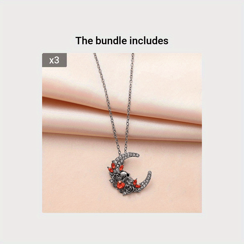 Crescent Skull Pendant Necklace Amethyst Pendant Male and Female Jewelry