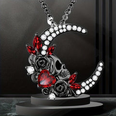 Crescent Skull Pendant Necklace Amethyst Pendant Male and Female Jewelry