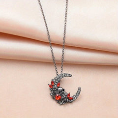 Crescent Skull Pendant Necklace Amethyst Pendant Male and Female Jewelry