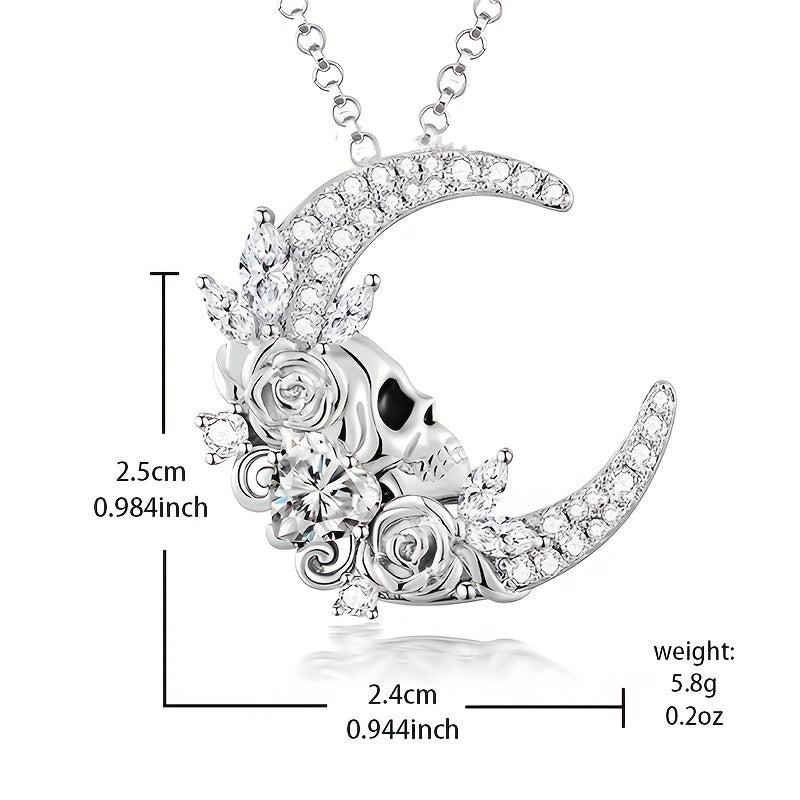 Crescent Skull Pendant Necklace Amethyst Pendant Male and Female Jewelry