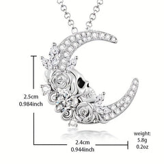 Crescent Skull Pendant Necklace Amethyst Pendant Male and Female Jewelry