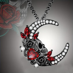 Crescent Skull Pendant Necklace Amethyst Pendant Male and Female Jewelry