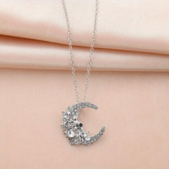 Crescent Skull Pendant Necklace Amethyst Pendant Male and Female Jewelry
