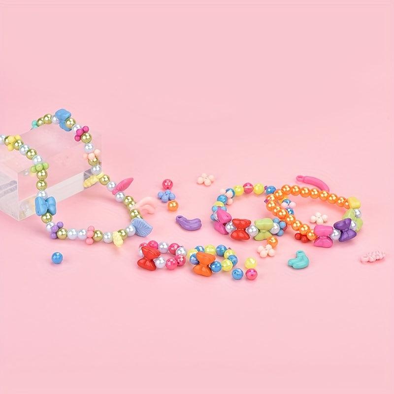 Children's DIY Jewelry Set for Girls, Creative Bracelet Necklace Ring Making Kit