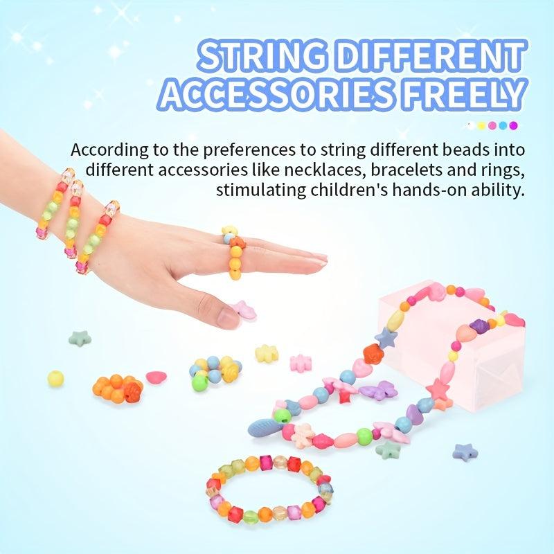 Children's DIY Jewelry Set for Girls, Creative Bracelet Necklace Ring Making Kit