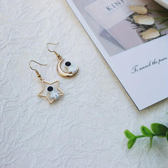 Asymmetric Moon & Star Earrings - Creative Jewelry Gift