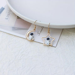 Asymmetric Moon & Star Earrings - Creative Jewelry Gift