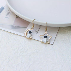 Asymmetric Moon & Star Earrings - Creative Jewelry Gift