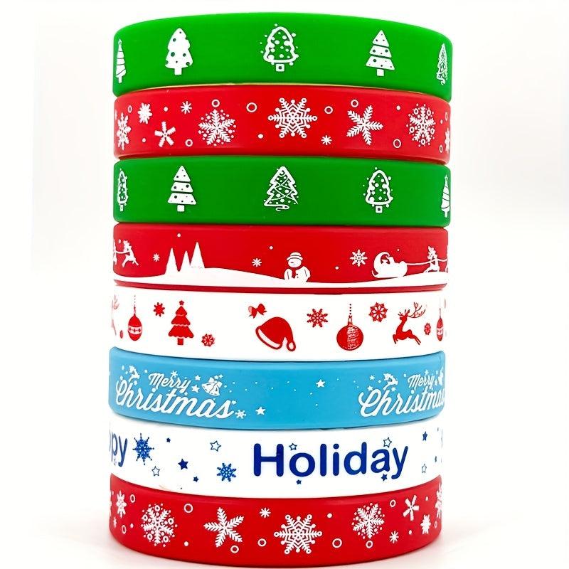16pcs Christmas Silicone Bracelets Xmas Rubber Band Accessories Gift Kids