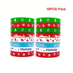 16pcs Christmas Silicone Bracelets Xmas Rubber Band Accessories Gift Kids