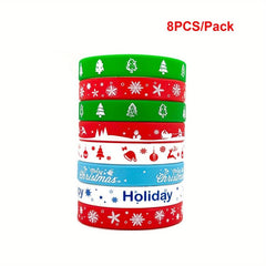 16pcs Christmas Silicone Bracelets Xmas Rubber Band Accessories Gift Kids