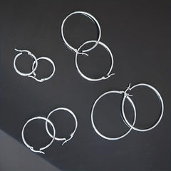 4 Pairs Round Stainless Steel Circle Earrings, Hypoallergenic Ear Studs