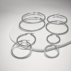 4 Pairs Round Stainless Steel Circle Earrings, Hypoallergenic Ear Studs