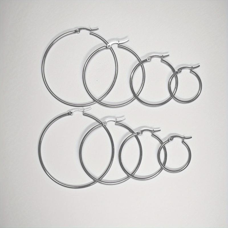 4 Pairs Round Stainless Steel Circle Earrings, Hypoallergenic Ear Studs