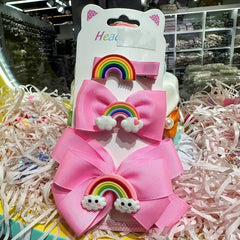 Kids Big Bow Hairpin Set Fairy Rainbow Headdress