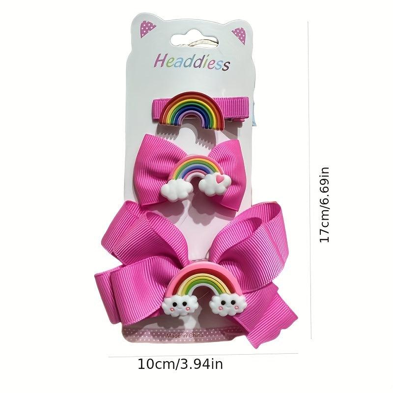 Kids Big Bow Hairpin Set Fairy Rainbow Headdress