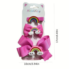 Kids Big Bow Hairpin Set Fairy Rainbow Headdress