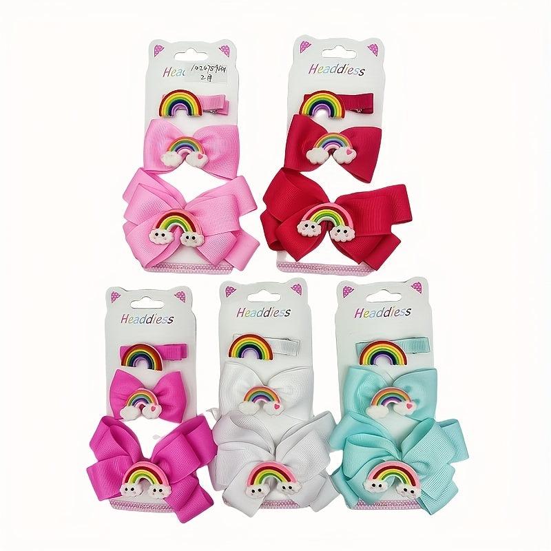 Kids Big Bow Hairpin Set Fairy Rainbow Headdress