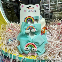 Kids Big Bow Hairpin Set Fairy Rainbow Headdress