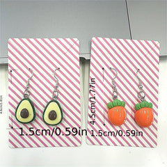 Fruit Motif Carro Avocado Dangle Earrings For Women