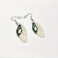 Tropical Paradise Acrylic Turtle Leaf Dangle Earrings for Women
