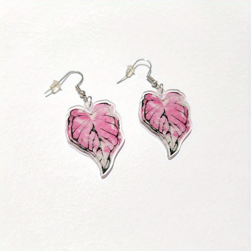 Tropical Paradise Acrylic Turtle Leaf Dangle Earrings for Women