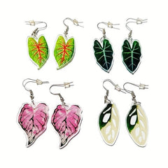 Tropical Paradise Acrylic Turtle Leaf Dangle Earrings for Women