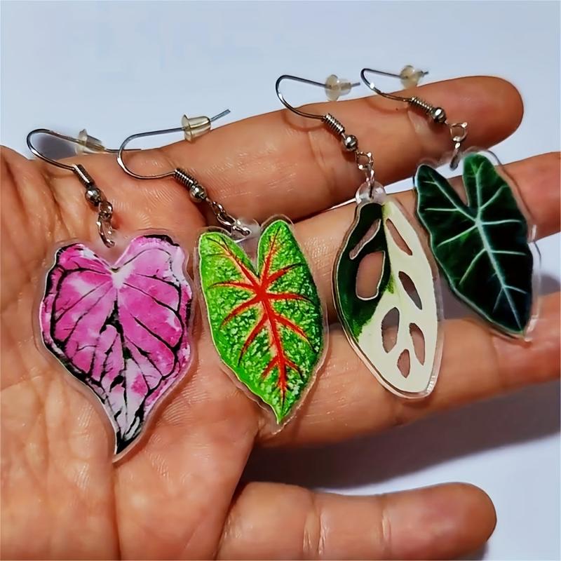 Tropical Paradise Acrylic Turtle Leaf Dangle Earrings for Women