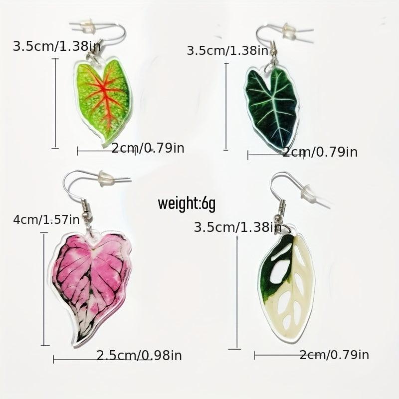 Tropical Paradise Acrylic Turtle Leaf Dangle Earrings for Women