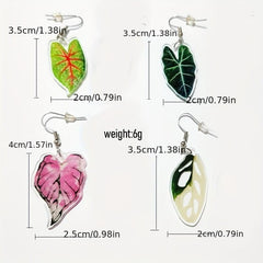 Tropical Paradise Acrylic Turtle Leaf Dangle Earrings for Women