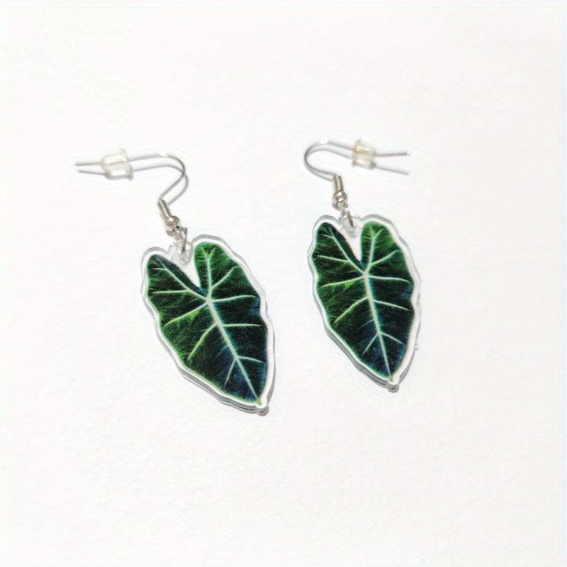 Tropical Paradise Acrylic Turtle Leaf Dangle Earrings for Women
