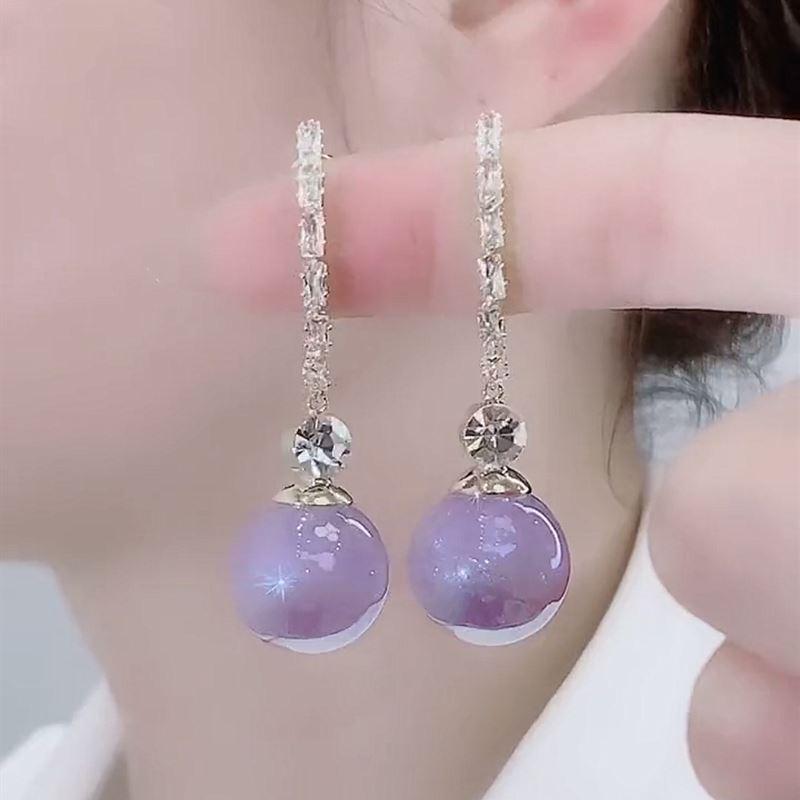 Tide Fish Girl Pearl Earrings Round Face Thinning 925 Silvery Needle