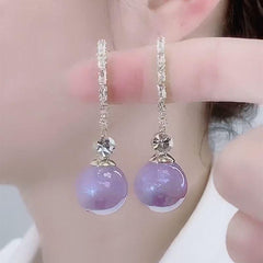 Tide Fish Girl Pearl Earrings Round Face Thinning 925 Silvery Needle