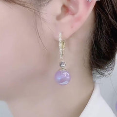 Tide Fish Girl Pearl Earrings Round Face Thinning 925 Silvery Needle