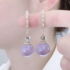 Tide Fish Girl Pearl Earrings Round Face Thinning 925 Silvery Needle
