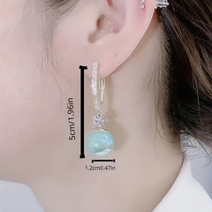 Tide Fish Girl Pearl Earrings Round Face Thinning 925 Silvery Needle