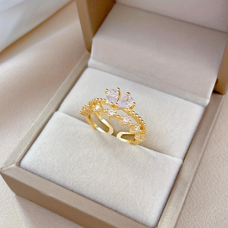 Stainless Steel Stone Butterfly Love Finger Ring For Women Girl